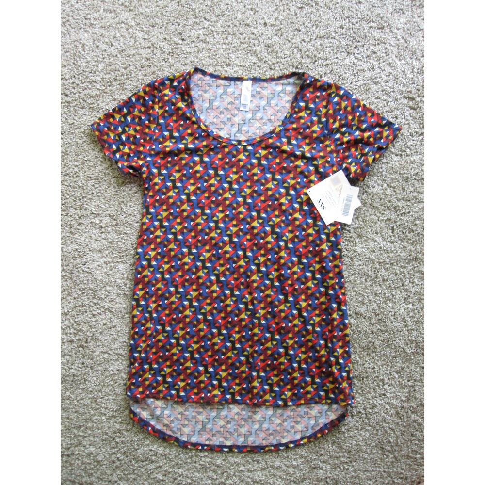 New LuLaRoe Classic T Shirt Top Womans‎ XXS Comfy Blue Red Black Gold Geometric!